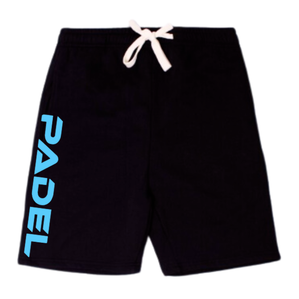 Black Padel Shorts with Blue Padel Print 240gsm