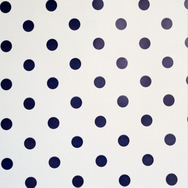 Navy Blue Polka Dots On White Wrapping paper - 10m roll