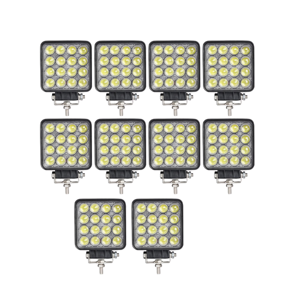 10Pcs 4D 48W Square LED Work Light For Off-road ATV UTV