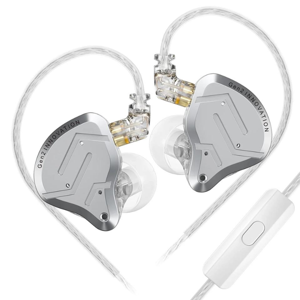 KZ ZSN Pro 2 - 1DD +1BA In-Ear Monitor Earphones with HD Mic - Silver