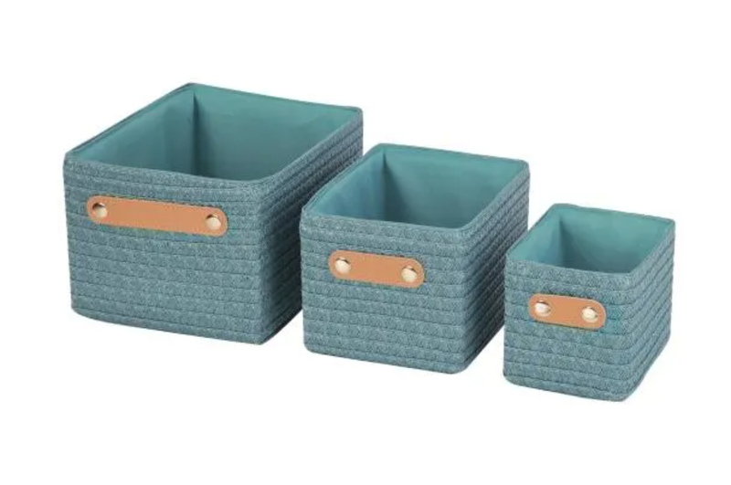 Square Set of 3 Storage Baskets - Varying Sizes