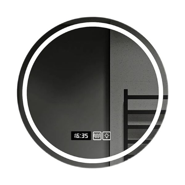 LED Bathroom Mirror with Defogging Frameless Round Mirror