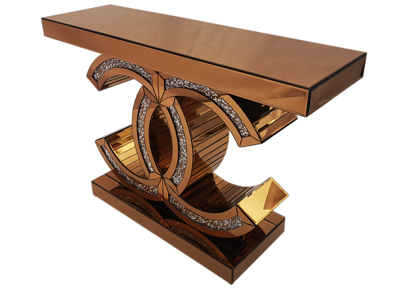 Cocha Mirrored Console Table Rose Gold