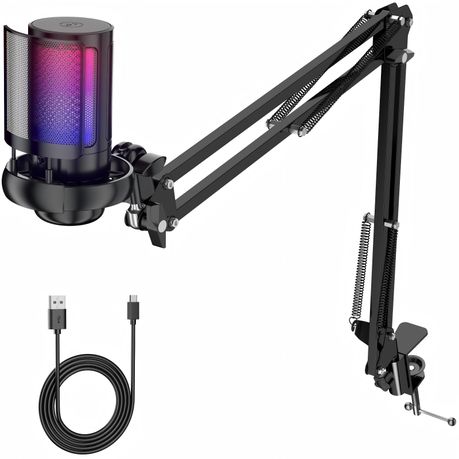 Gaming Microphone RGB USB, Streaming Mic with Pop Filter for PC PS4 PS5 Image
