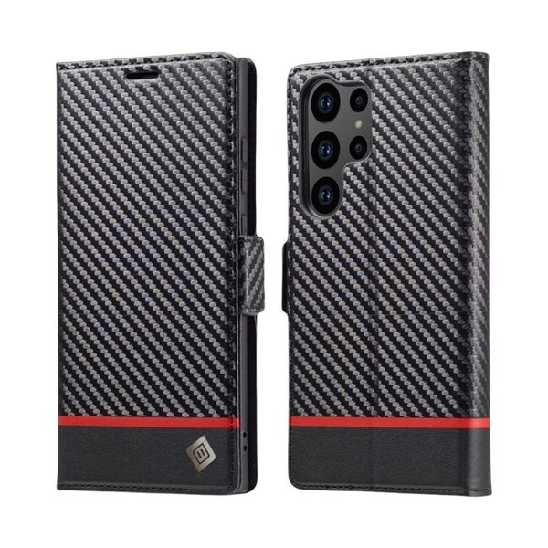 Carbon Fiber Leather Wallet Case Compatible with Samsung Galaxy A Series