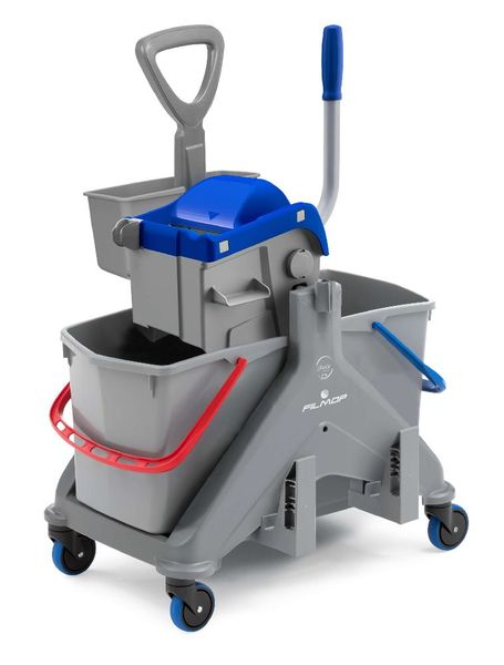 Filmop OneFred 30L Trolley with Boost Wringer - 2×15L Buckets &amp; Basket