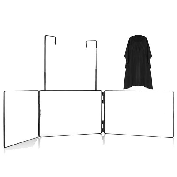 3 Way Mirror with Release for Self Hair Cutting, 360 for Barber Use Tools