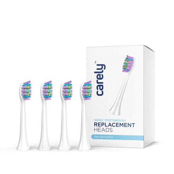 Carely Electric Sonic Toothbrush Replacement Heads - 4 Pack
