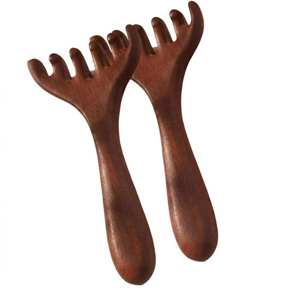 2-Pack Natural Sandalwood 6-Claw Meridian Massage Combs