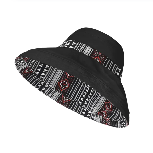 Reversible Boho Bucket Hat with Wide Brim