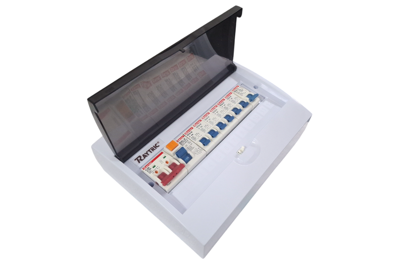 Raytric 12-Way DIN Populated Surface PVC Distribution Board Box