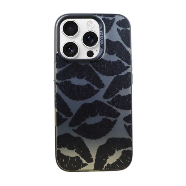 Bold Black Lip Print Phone Case Compatible With IPH 16 Pro - Silver