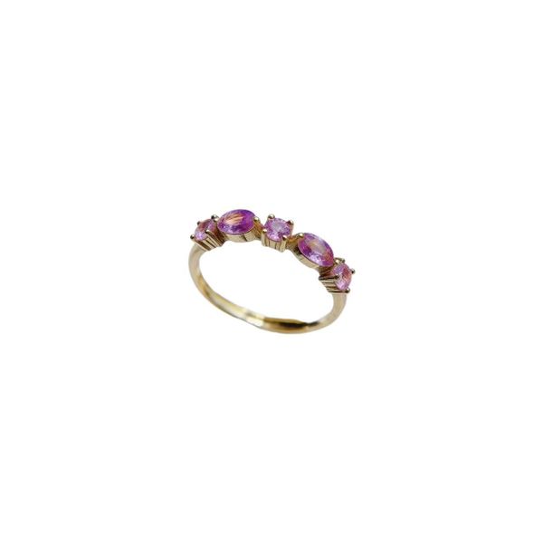 Translucent Pink And Blue Sapphire Ring,Elegant Band.