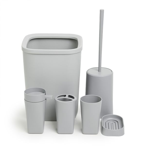 G&amp;M Modern Grey 6-Piece PP Bathroom Accessory Set