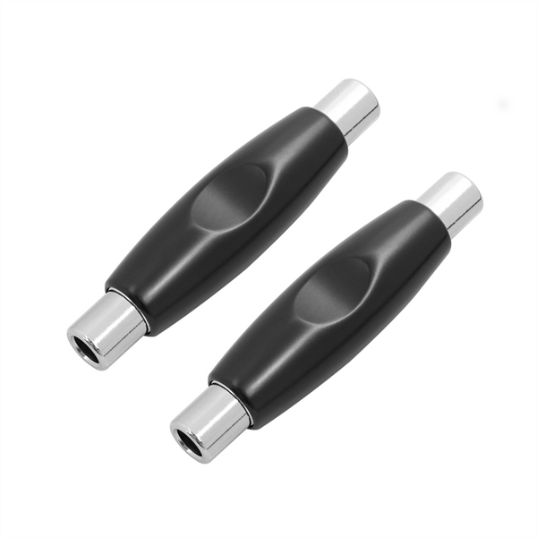 2Pcs Mono Audio Coupler Adapter Straight Through Converter,Black