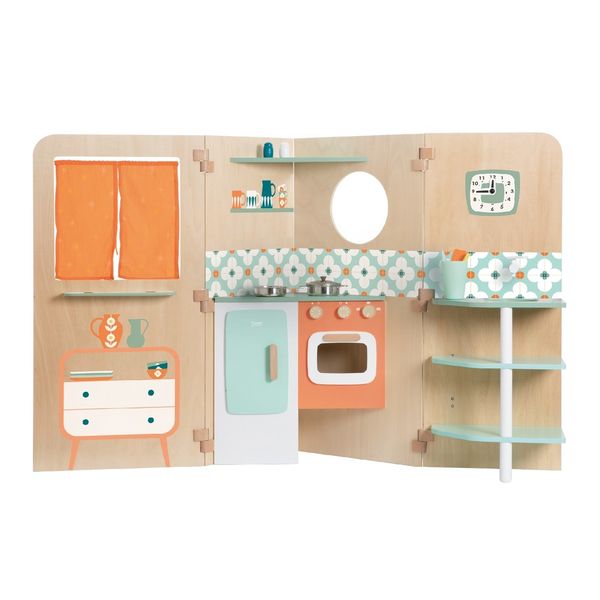 Classic World - Pretend &amp; Play - Foldable Kitchen Play House- 14 Pieces