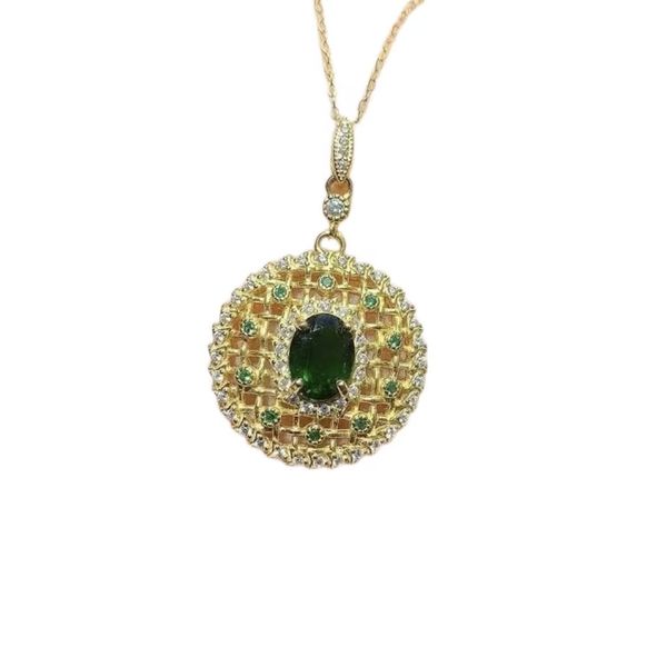 Round Pendant With Diopside Centre Stone In S925 Silver