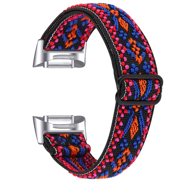 Nylon Strap For Fitbit charge 5-Aztec Orange &amp; Blue