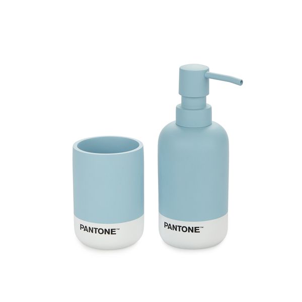 Soap Dispenser and Toothbrush Holder Bathroom Set - Pantone Blue