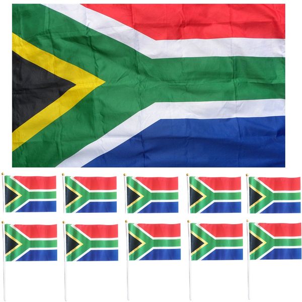 South African Stick Flags x 10 and 1South African National Flag 0.9 x 1.5m