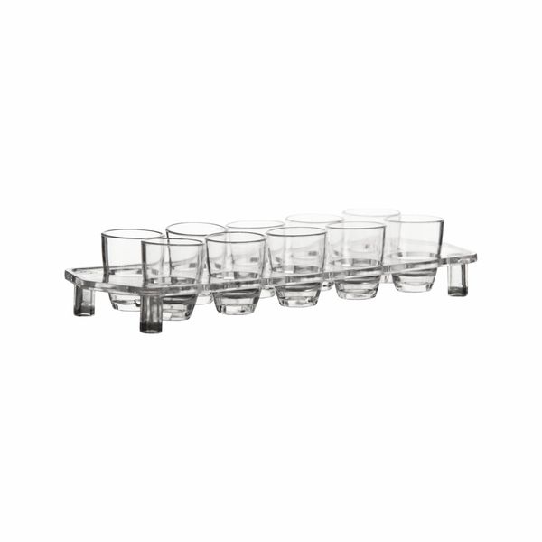 Bar Butler - 10 Clear Shot Glasses On A tray 25ml - Pack Of 12
