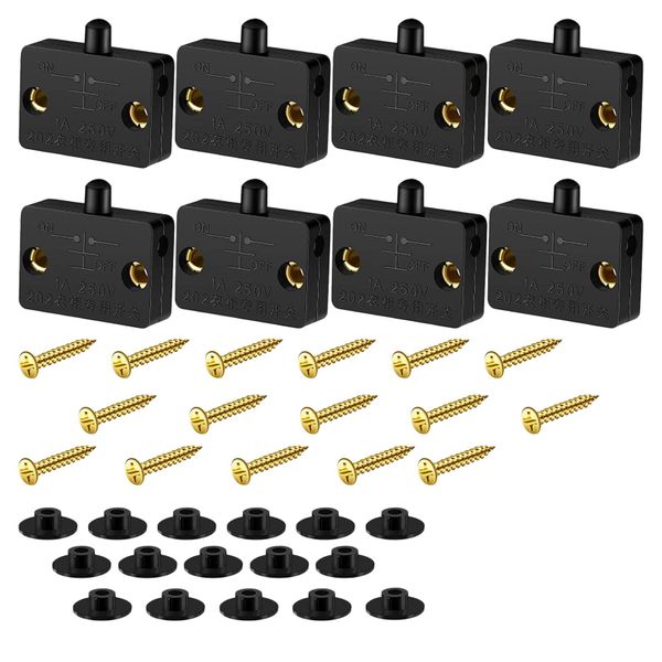 8 Pieces Cabinet Lamp Switch Automatic Door Contact Switch (Black)
