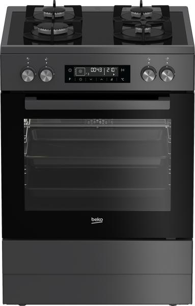 Beko 60cm Free Standing Cooker Anthracite Gas on Glass FVM81430DA