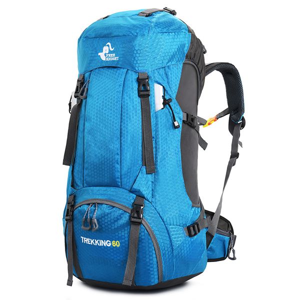 Large - Capacity 60L Trekking Backpack, Lightweight, Durable, Blue