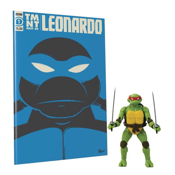 TMNT Best Of Leonardo IDW Comic Book &amp; BST AXN 5IN Figure