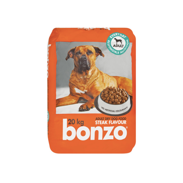 Bonzo- Steak Flavour Adult Dry Dog Food 20kg