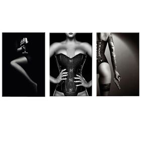 Canvas-Art-3 Pieces Black & White Sexy Woman Abstract Wall Art | Shop