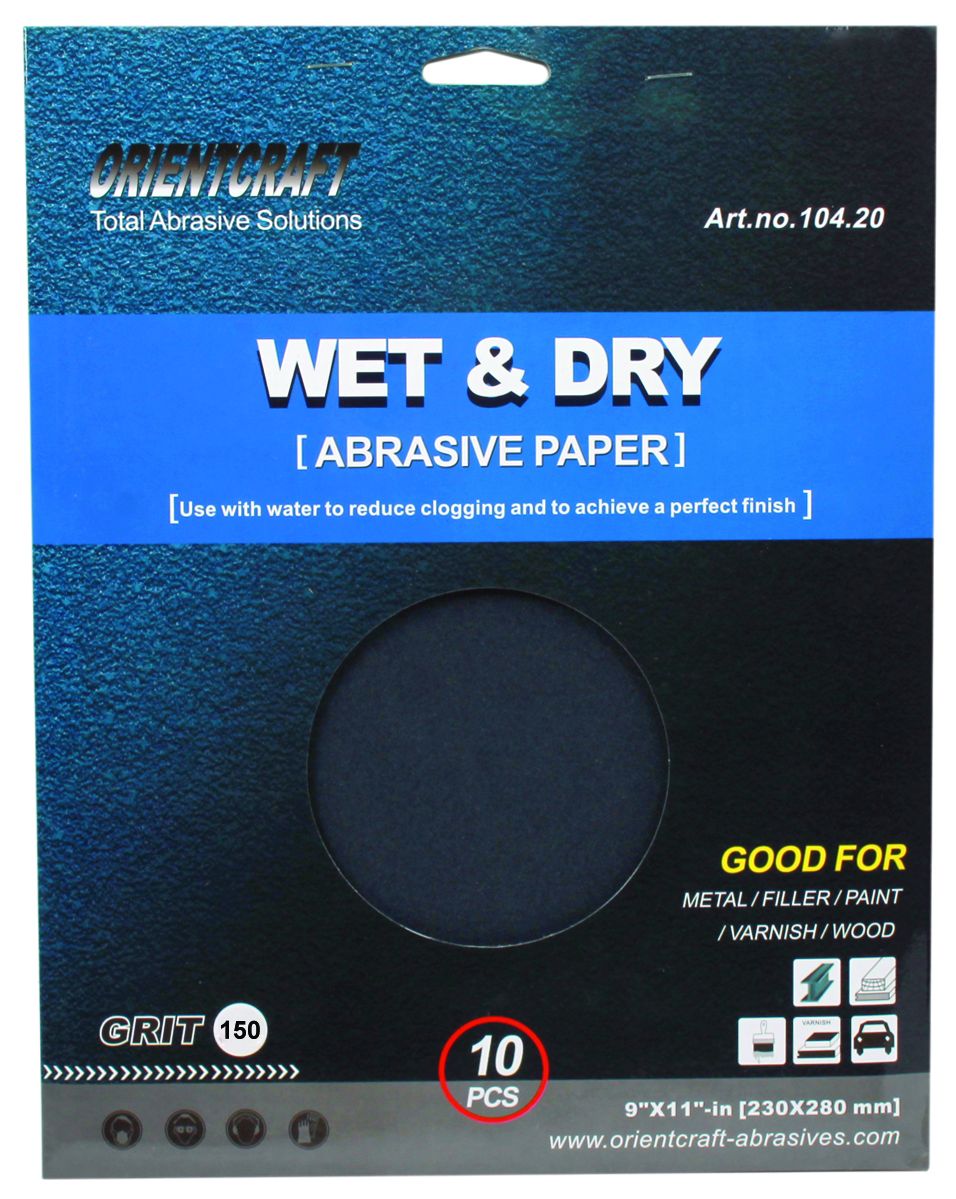 Pack of 10 Wet and Dry Abrasive Sand Paper 150 Grit Shop Today