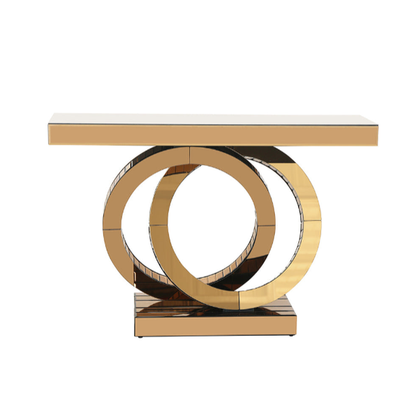 Yoko Rose Gold Mirrored Console Table