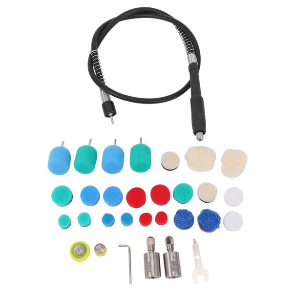 Mini Detail Polisher Shaft, Car Foam Drill Polishing Pad Kit with 5/8Inch&amp;M