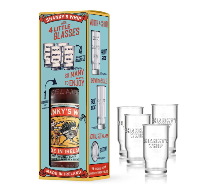 Shanky's Whip 750ml With 4 x Shot Glasses