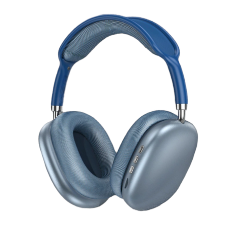 Button Controlled Wireless Headset With Active Noise Cancellation - Blue Image