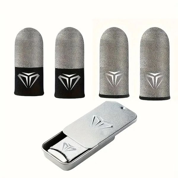 2 Pairs Gaming Finger Sleeves, Anti-Sweat Silvery Fiber