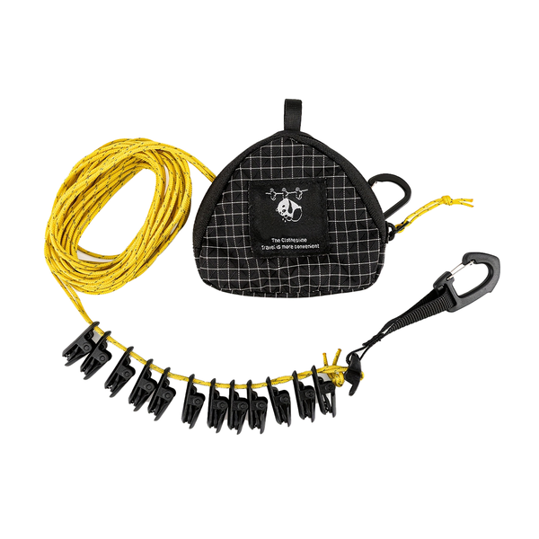 Outdoor Portable Clothesline With Storage Pouch &amp; 16 Clips Camping Hangers