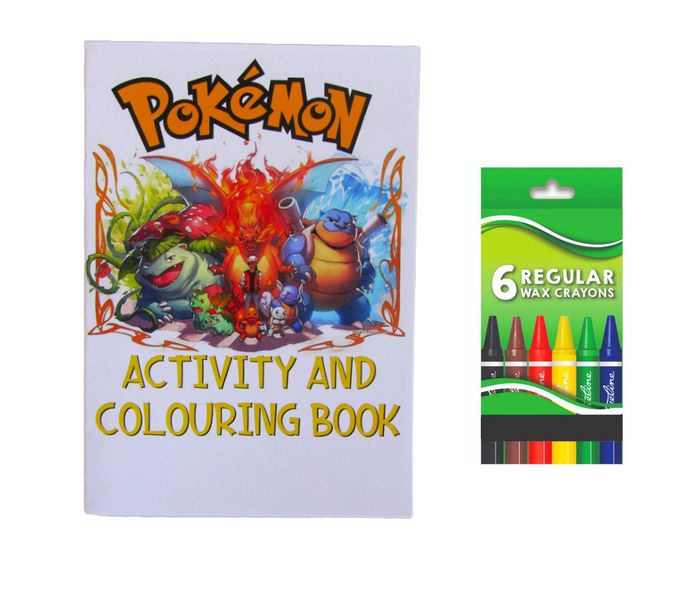 Pokemon Activity and Colouring Book A5 plus 6 Wax Crayons - Set of 5