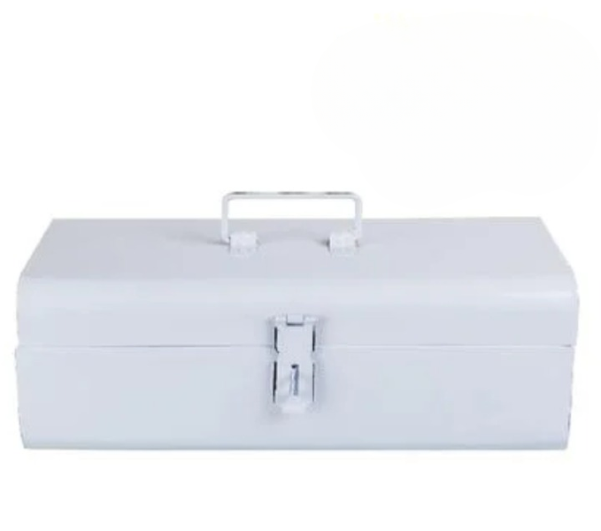 Everyday White Enamel Toolbox 36x12x15cm - Handy Latch, Clean Design