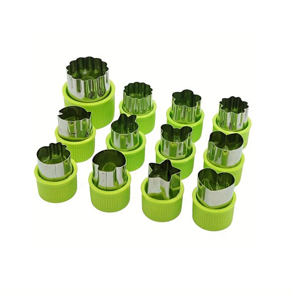 12 Piece Mini Cookie Cutters Fruit Vegetable Pastry Stamps Molds for Baking