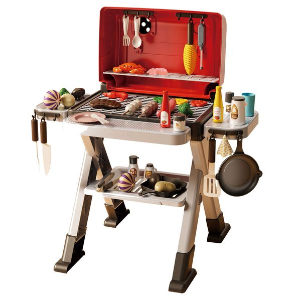 63 Piece Kids BBQ Braai Set With Sound And Light Effects Pretend Toy