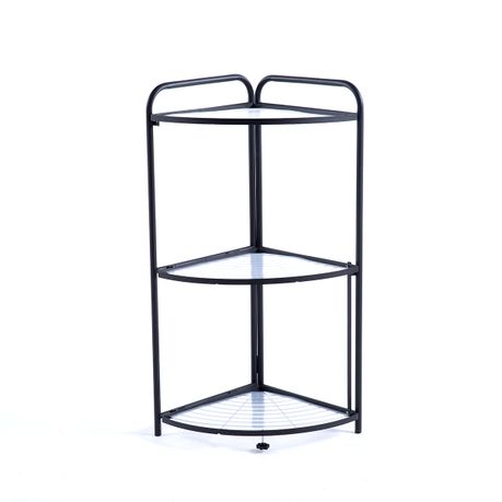 5 Tiers Foldable Metal Corner Shelf Display Stand Kitchen online Bathroom Storage black