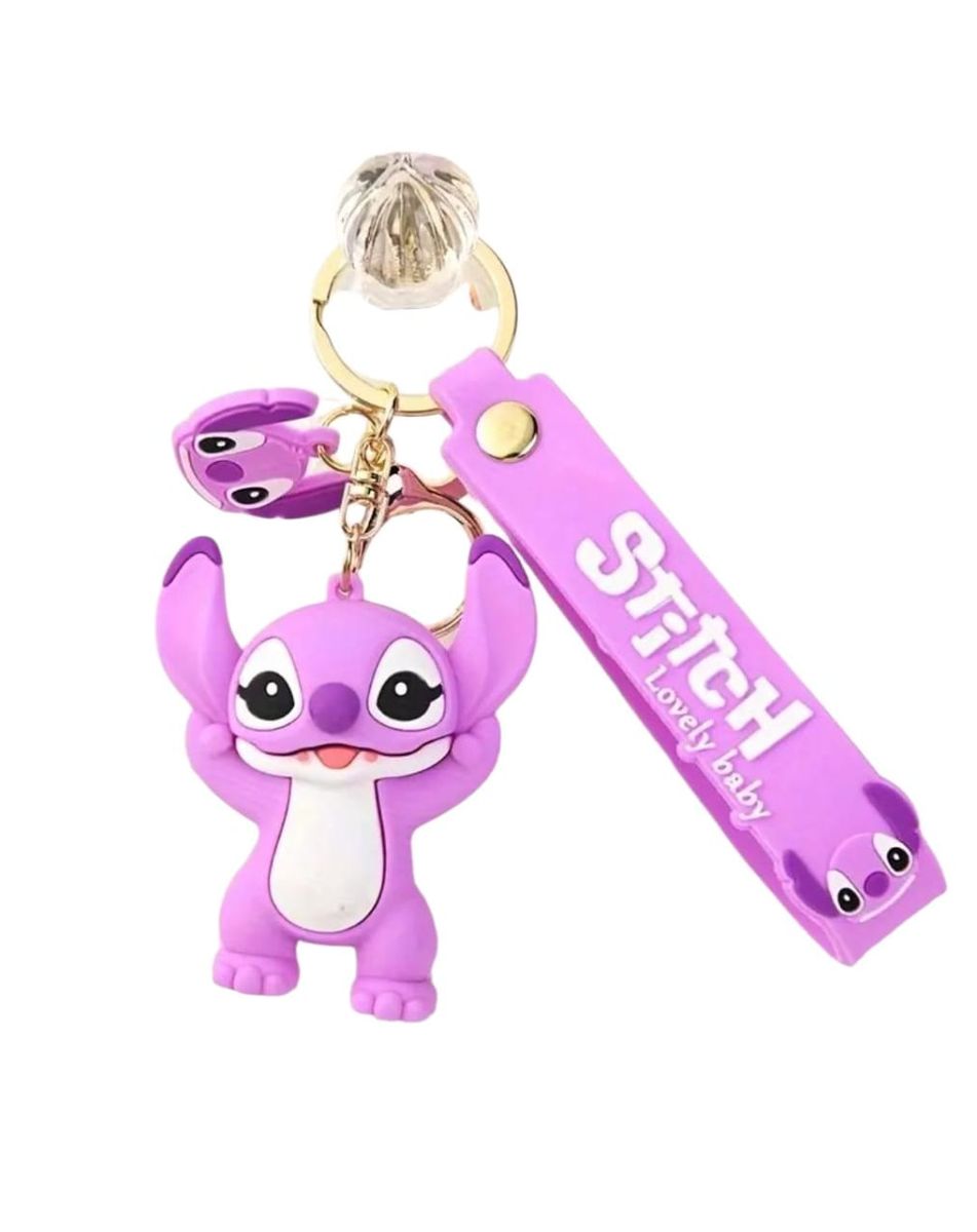 Disney Stitch Keychain - Cute Silicone Pendant with 'Stitch' Text