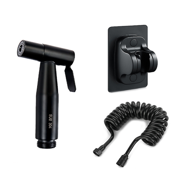 304 Spray Gun Water Pipe Set,Toilet High-Pressure Water Gun -3 Pieces Black