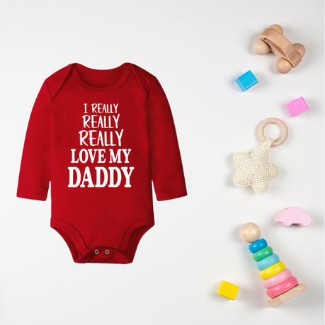 I Really Love My Daddy Father's Day Baby Vest Bodysuit Onesie Long - Main Image