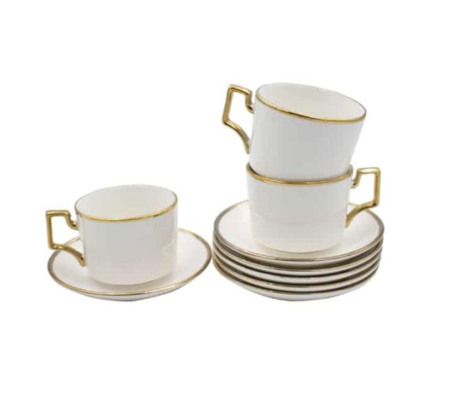 White Cup and Saucer Set 12 Piece