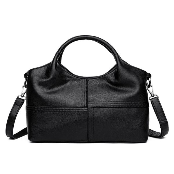 Splicing Soft Leather Large Capacity Shoulder Crossbody Handbag Women