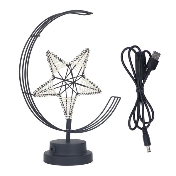 Iron Art Star Lamp Winding Cotton Thread Romantic Bedside Table Lamp USB