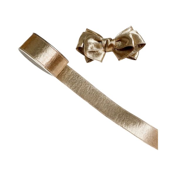 9 Meter Champagne Metallic Ribbon Roll - Decorative Gift Wrapping Ribbon